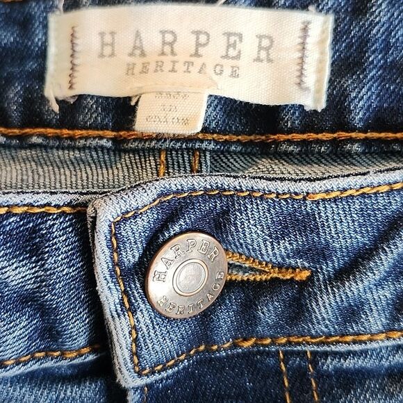 Harper Heritage Mid Rise Distressed Girlfriend Jeans, 76% Cotton, 28 - Picture 4 of 8